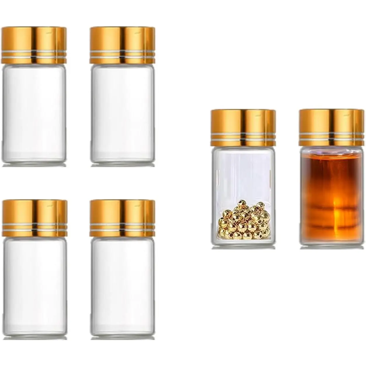 4Pcs  Glass Jars with  2ml Miniature Vials Bottles with Screw Cap Small Clear Vial Containers for Ashes Jar Little Bottle Caps Mini Vile Storage Craft Use 16x26mm