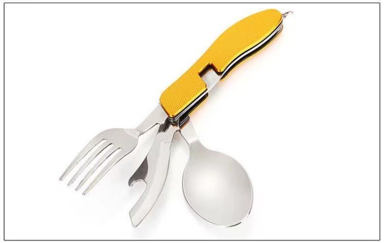 Portable Stainless Steel Cutlery Set for Travel Camping Knife Fork Spoon 3 in 1 Folding Utensils Outdoor Multi - Function Cutlery
