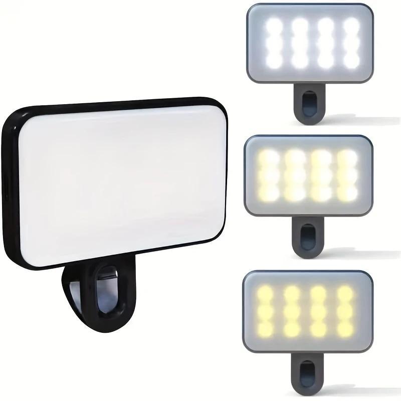 1pc Rechargeable Portable LED Fill Light: 3 Lighting Modes, Clip-On Design, Compatible with iPhone 15/14/13/12/11 Pro XS, Samsung A72/A71/A52/A51 – Suitable for Phones, Cameras, Videos, Zoom Meetings, Adjustable