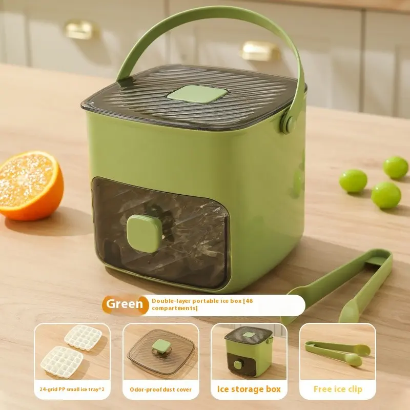 Easy Press Ice Mold Ice Cubes Maker 48 Cubic Inches, Dual Layer Portable Design, Ideal Kitchen Beverage Tool, Perfect Halloween Christmas Gift