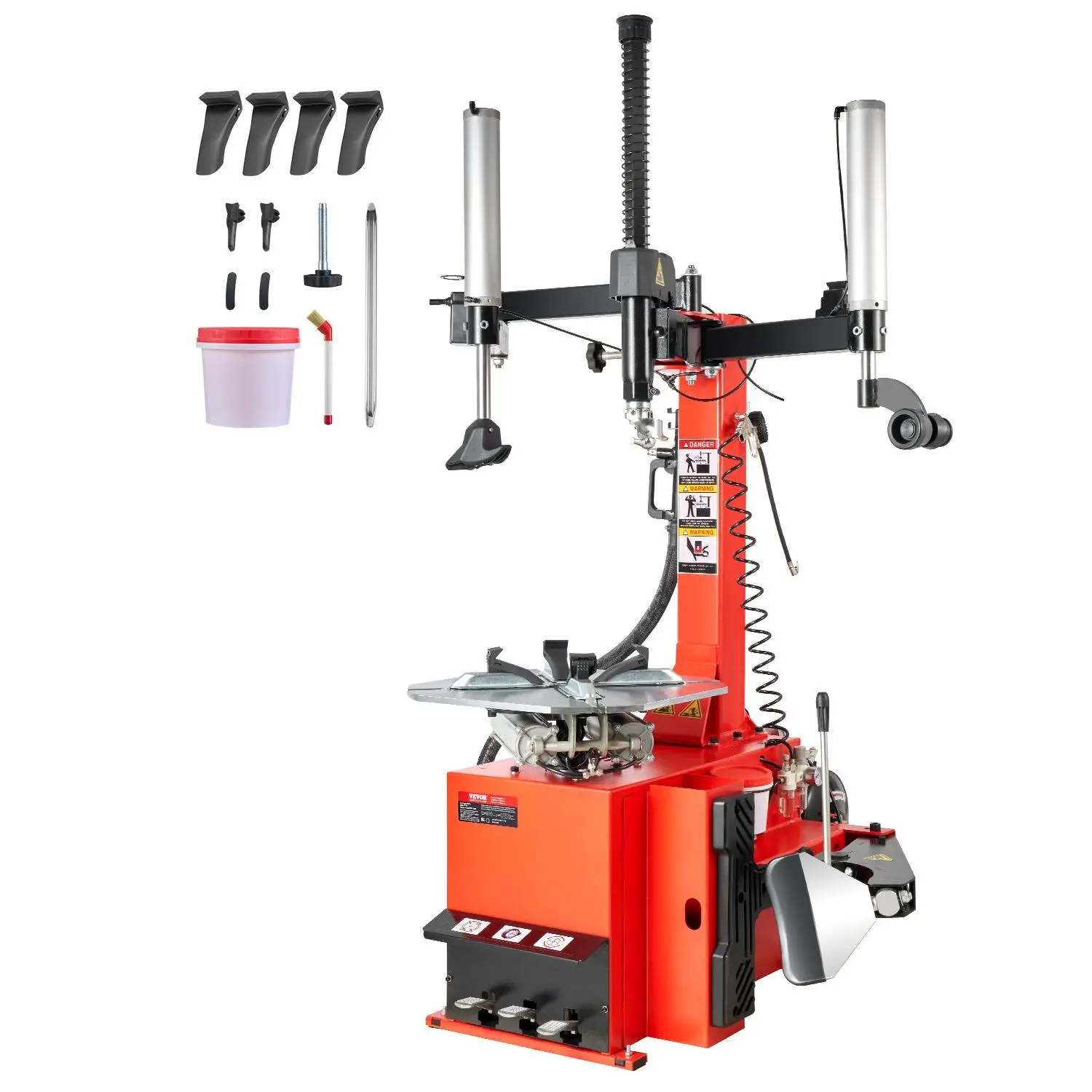 【toolupgrade】VEVOR Tire Changer Machine, 1.5HP Copper Motor, Durable Tire Changer with Air Pressure Gauge Pneumatic Assist Arm, Pedal Operated Tire Changer with Thickened Chuck, Fit for Sedan/SUV/Pickup Truck