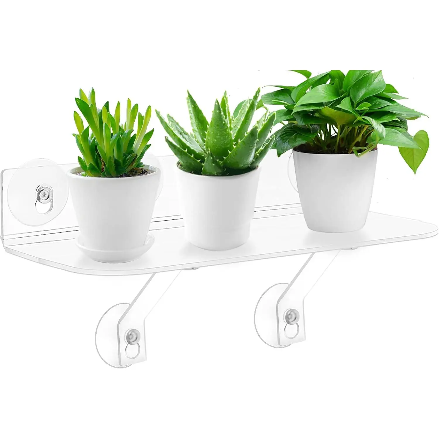 15 Inch Suction Cup Shelf for Plants Window, 6IN Extra Wide with Load-Bearing Brackets Window Shelf for Plants, Acrylic Sill Extender for Growing Herbs, Micro Vegetables, Succulents, Clear-1