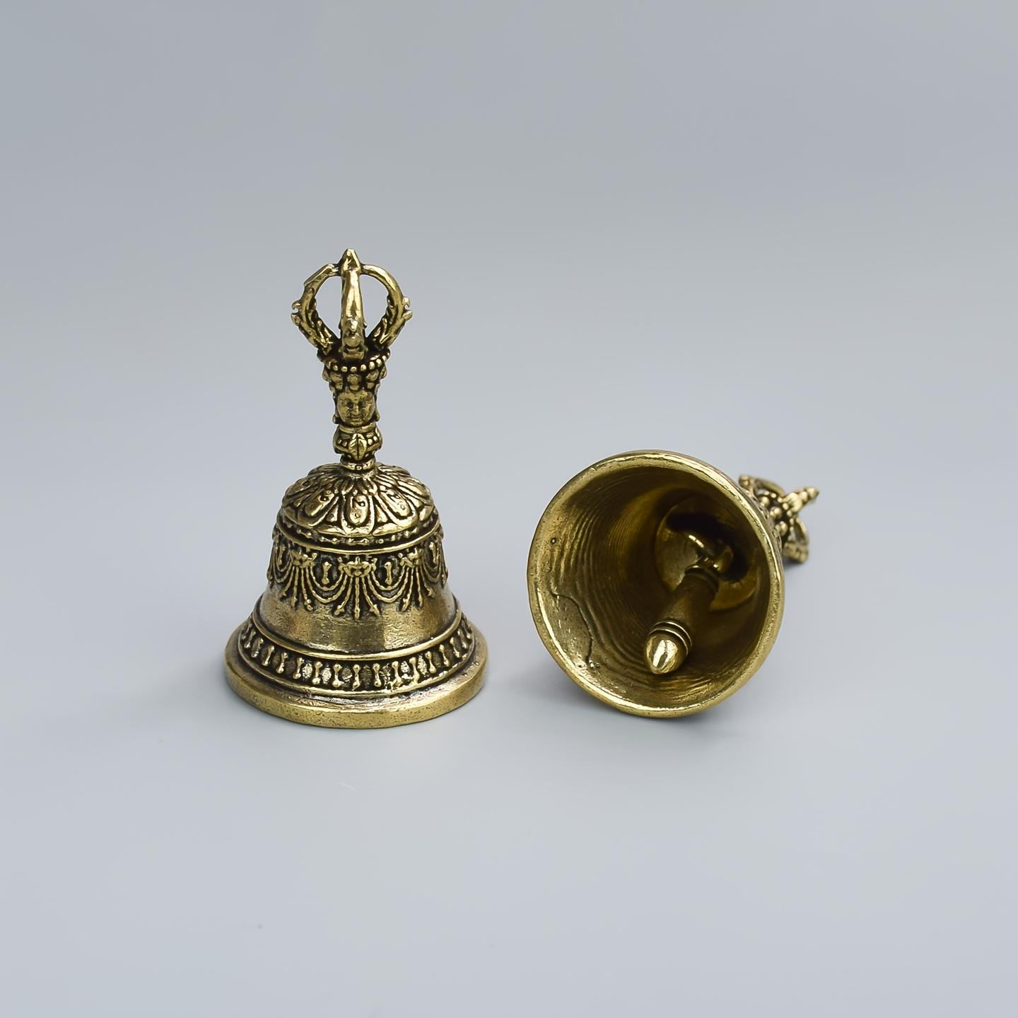 One Carved Bronze Bell | Hand-Held Shaker with Clapping Handle, Style Craftsmanship, Soothing Sounds for Healing, Ideal for Church, Weddings, Schools, and Festive Occasions