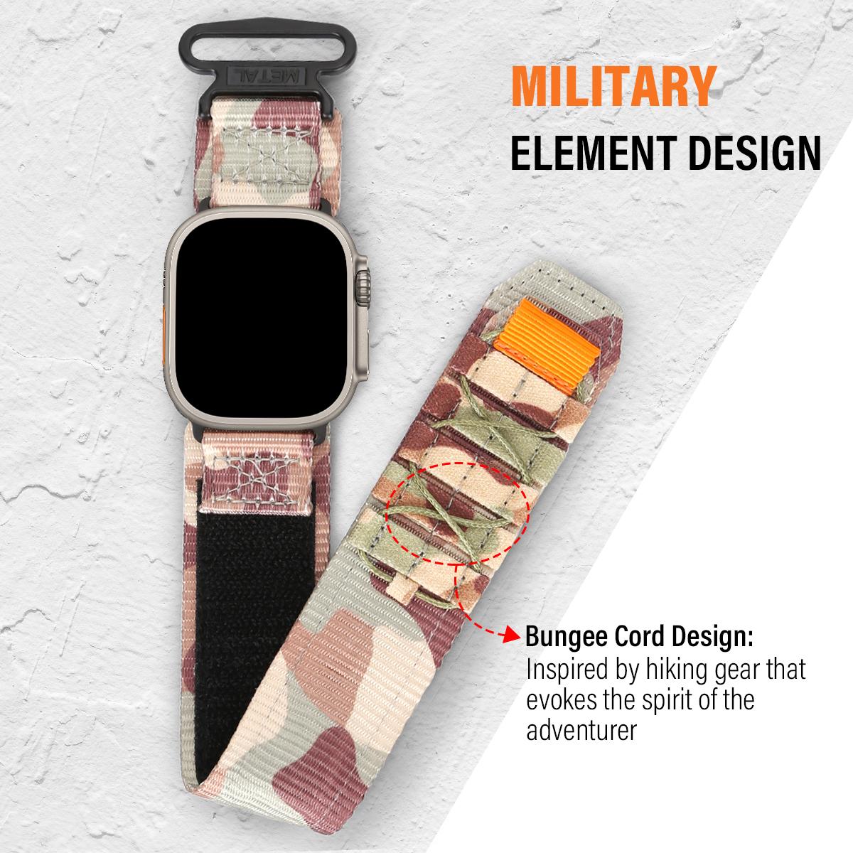 Camouflage Nylon Watch Band for Apple Watch – Sport Strap 38–49mm (Series 4–9, SE, Ultra 2/3)