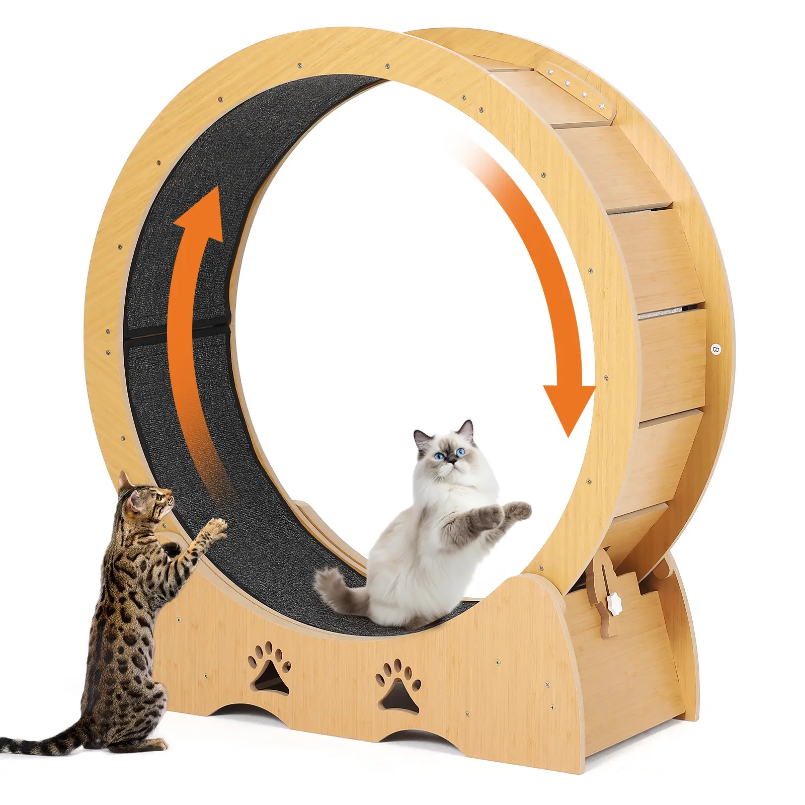 Low Noise Cat Exercise Wheel – 39.4'' Large Indoor Running Treadmill, Removable Carpet Track, Paw-Safe Fitness & Entertainment