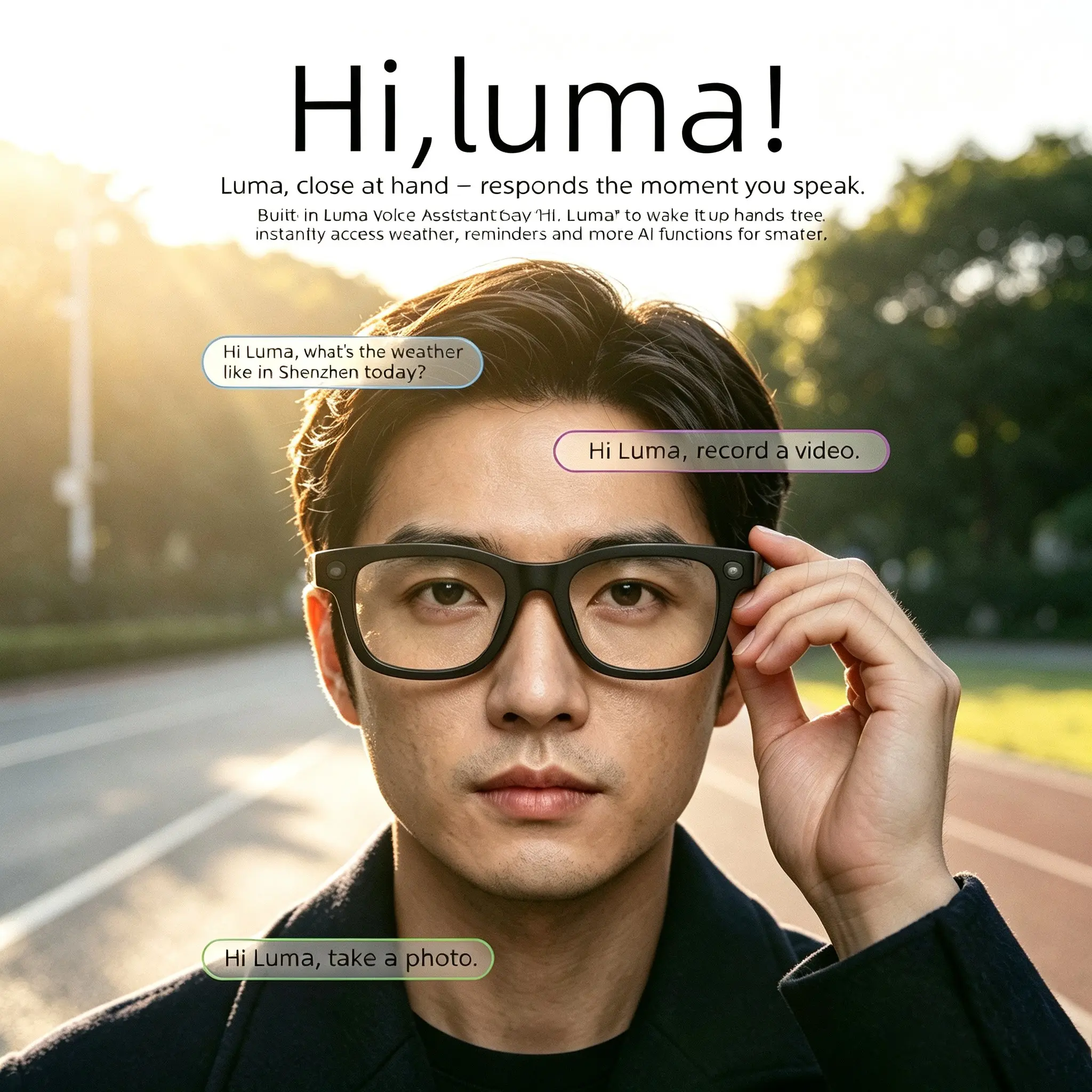 New Ai Smart Glasses, 2-In-1 Replaceable Lenses, 1080P HD Camera, Eis Stabilization, Bluetooth-compatible Call, Ai Translation, Lightweight 43g, Multifunctional Smart Glasses