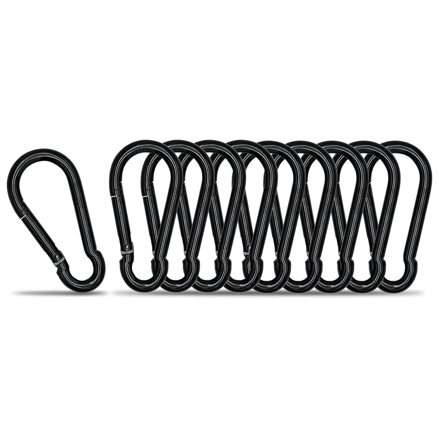 10 Pack Heavy Duty Carabiner Clips, 1.57 Inch Black Spring Snap Hooks for Keychain, Outdoor Camping, Hammock, Swing Set, Hiking, Fishing, Quick LinkGift