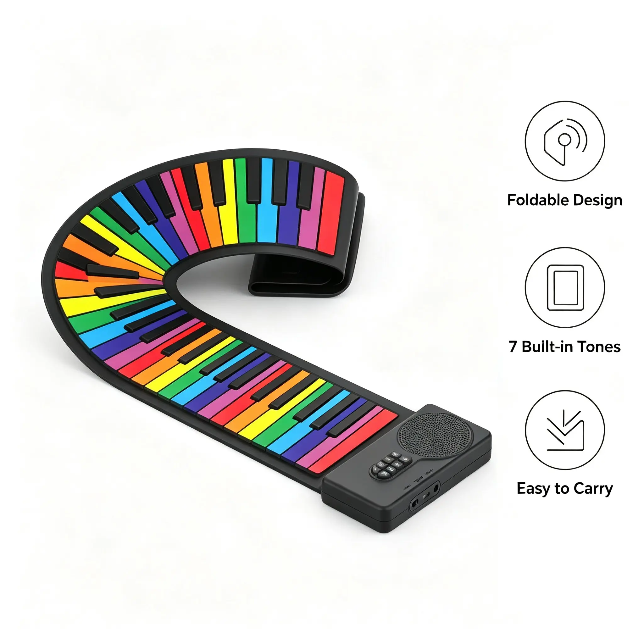 49Keys Flexible Roll Up Piano Keyboard, Portable Foldable Electric Keyboard Piano, Silicone Folding Piano with Speaker&Headphone jack For Beginners Travelling, Electronic Piano Keyboard