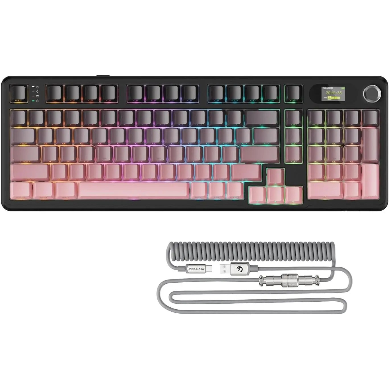 X98PRO  Mechanical Keyboard,Multi-Function Knob&TFT Screen,Tri-Mode BT/2.4GHz/USB-C Keyboard,Hot-Swappable RGB Backlit,4000mAh 98 ,Cloud Drive,for Win//Linux-BlackBerry