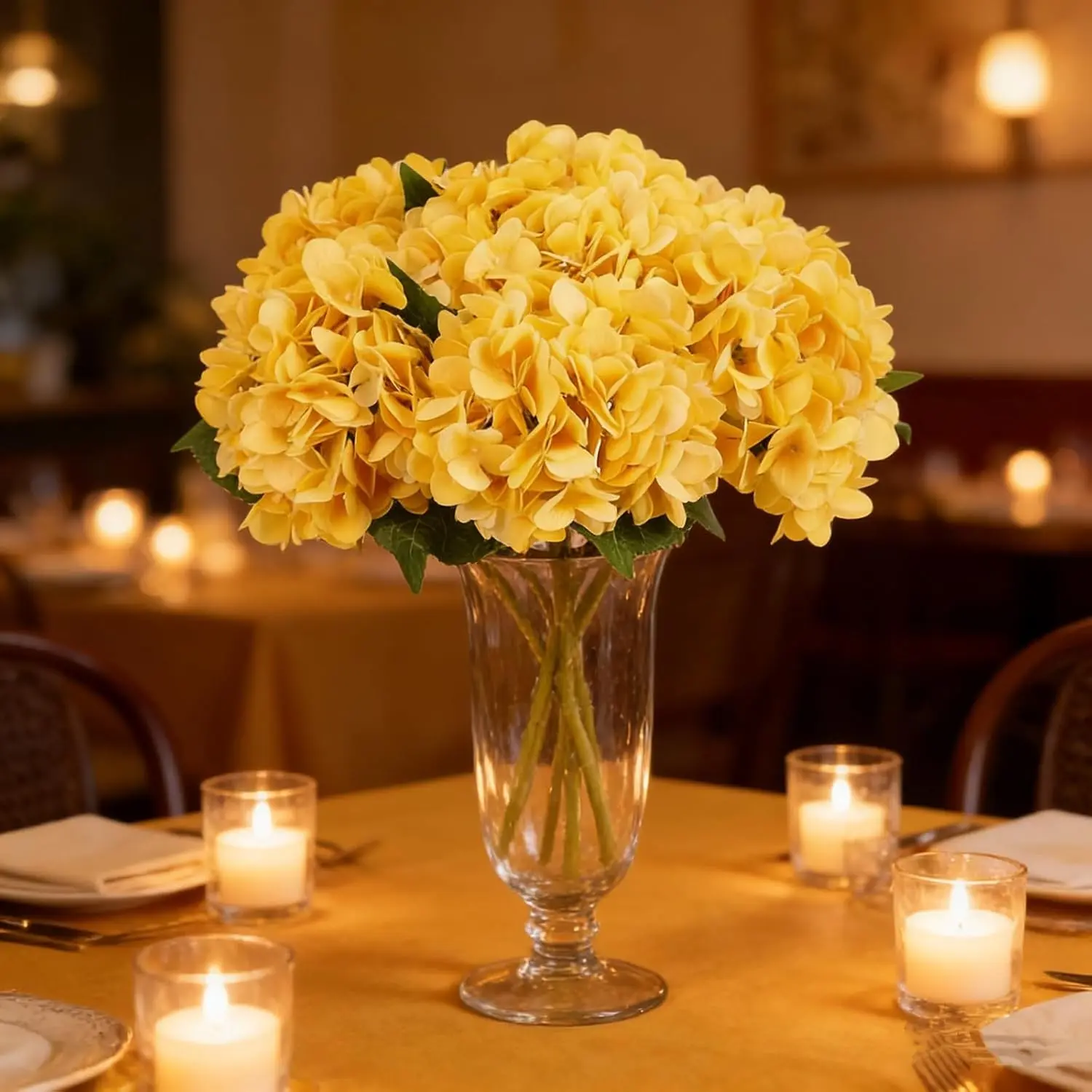 5-Pack Large Bright Artificial Hydrangeas, Perfect for Nordic Summer Weddings, Indoor/outdoor Centerpieces, Seasonal Decorations, Faux Flower Decor, Artificial Flowers