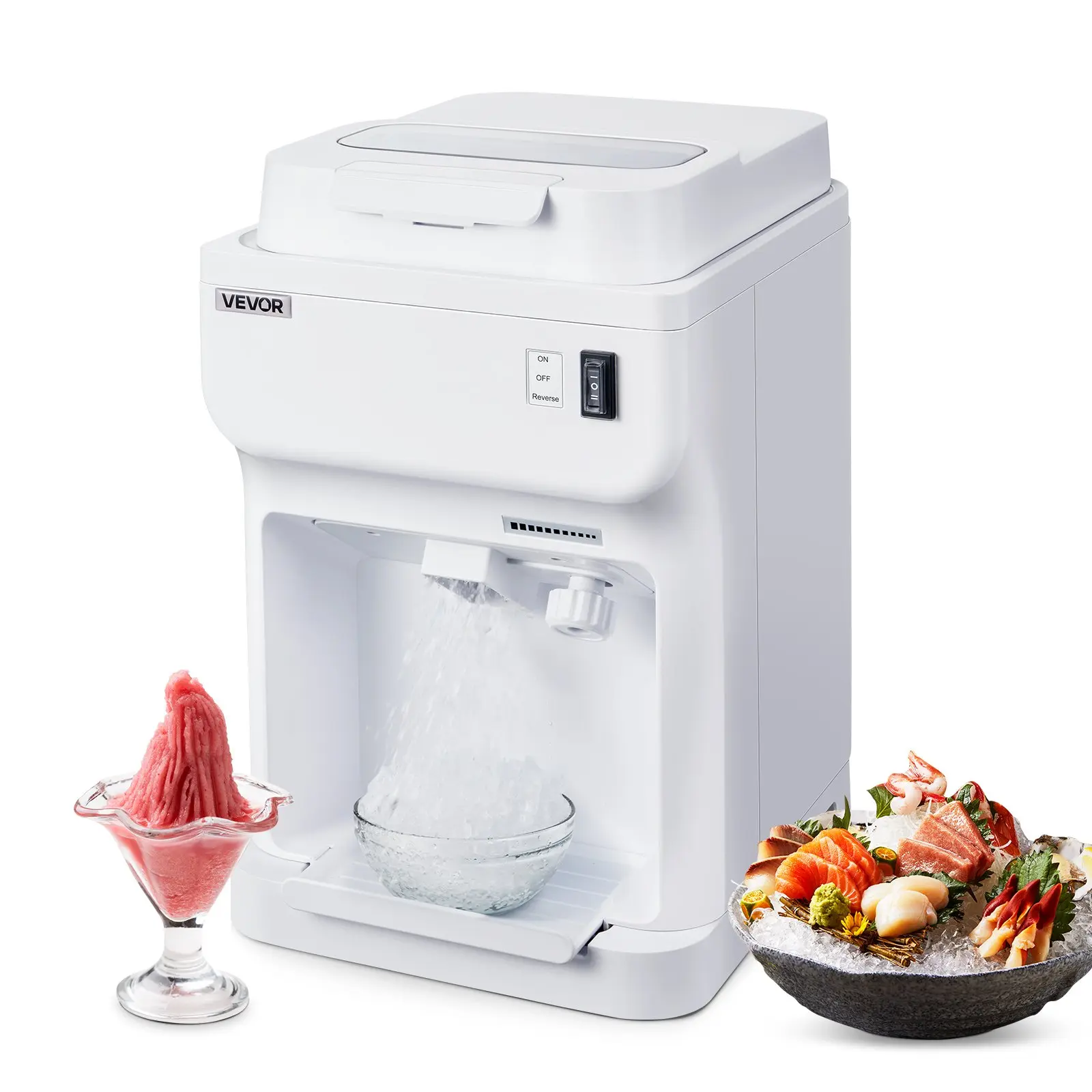 【DealsForYouDays】VEVOR Commercial Ice Shaver Crusher, 220lbs Per Hour Electric Snow Cone Maker with 4L Ice Cube Box, 350W 1500RPM Tabletop Shaved Ice Machine for Parties Events Bar, Home and Commercial Use (White)
