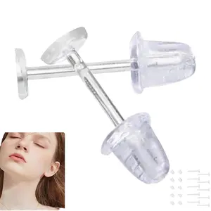 3mm Invisible Plastic Earrings Blank Pins, 200 Pieces (100 Pairs) Clear Stud Earring Findings, Transparent Earring Posts for DIY Jewelry Making Crafts Supplies