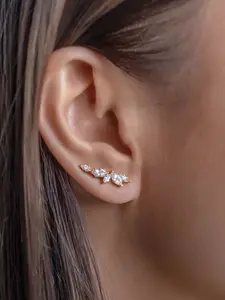 CZ Climber Earrings, Sparkling Zirconia Stud Earrings for Women