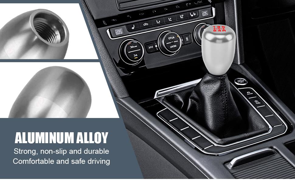 WOAOW Car Gear Shift Knobs, Manual Transmission Shift Knob, 5 Speed Car Stick Shift Knob with Adapter, Aluminum Alloy Shift Lever Knob, Universal Automatic Car Accessories for Manual Car Adjustable Gears Foot Pedal