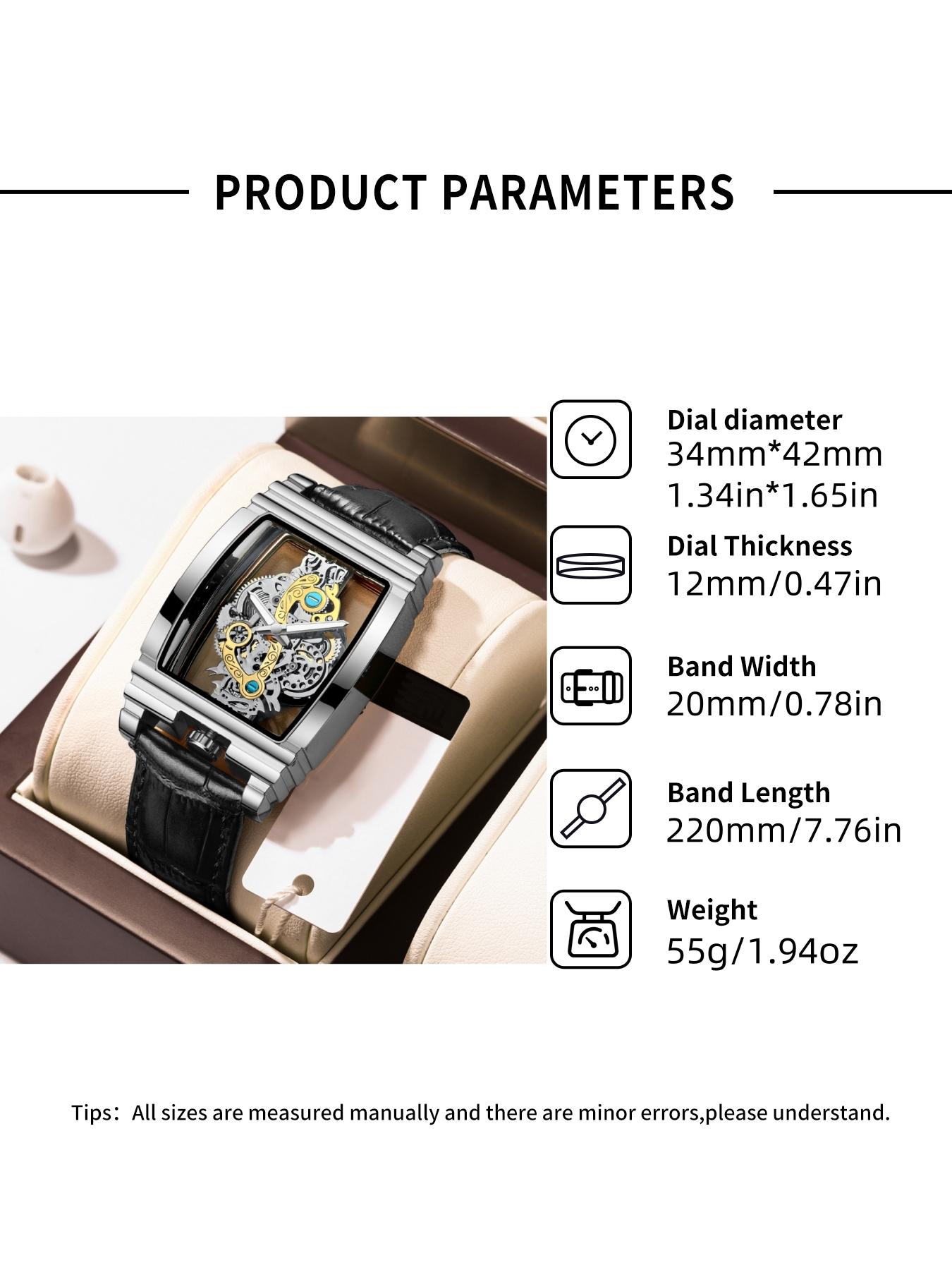 Men's Punk Fashion Barrel Shaped, Mechanical Style Skeleton Watches for Party, Daily Decor, Trendy All-match & Exquisite Watch for Birthday Gift with Box