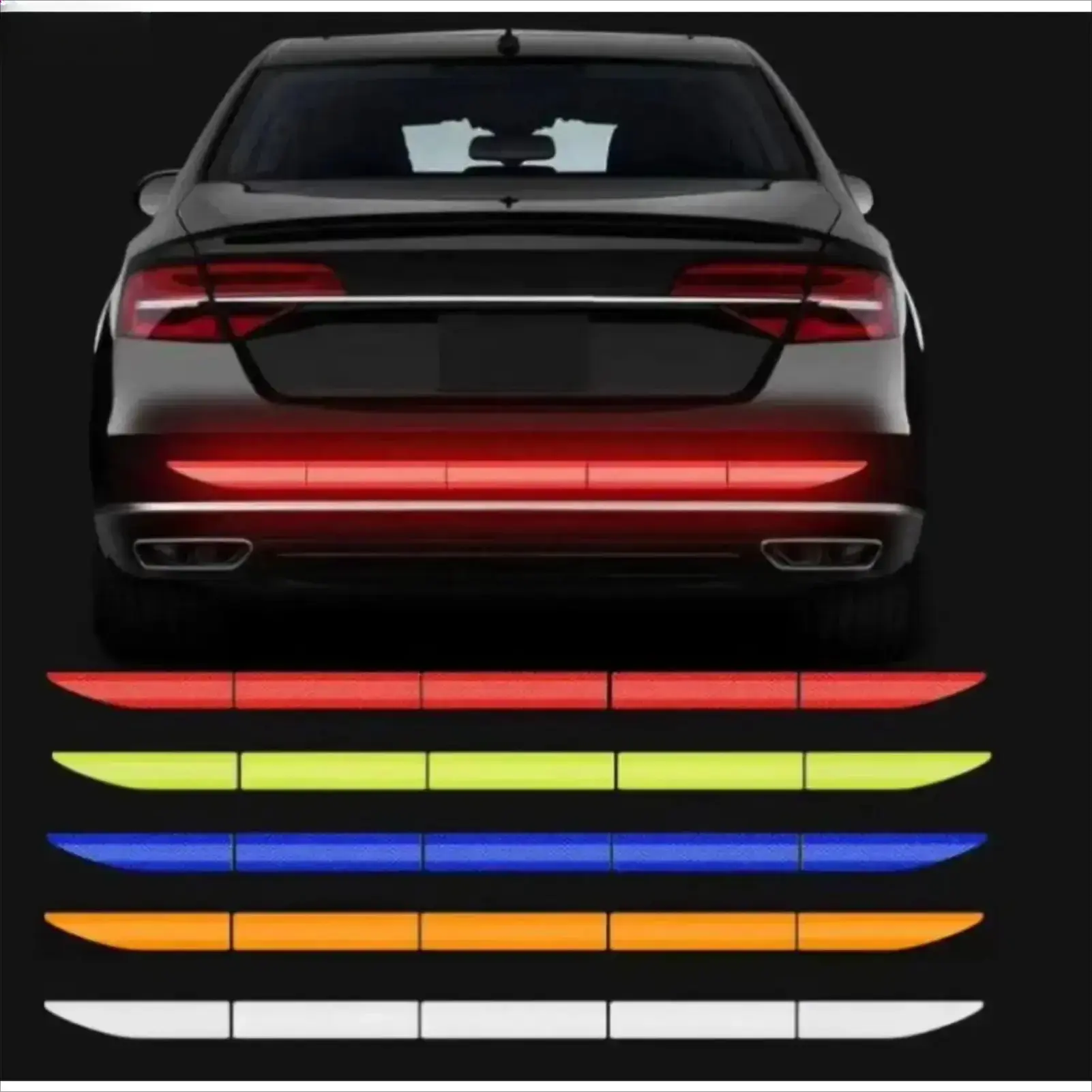 3Pcs Reflective Car Stickers, High Visibility Safety Warning Decals, Night Anti-Collision Reflective Tape for Vehicle Trunk & Bumper, Universal Waterproof Auto Safety Accessories, Strong Adhesive Reflective Strips for Cars SUVs Trucks to Enhance Driving S