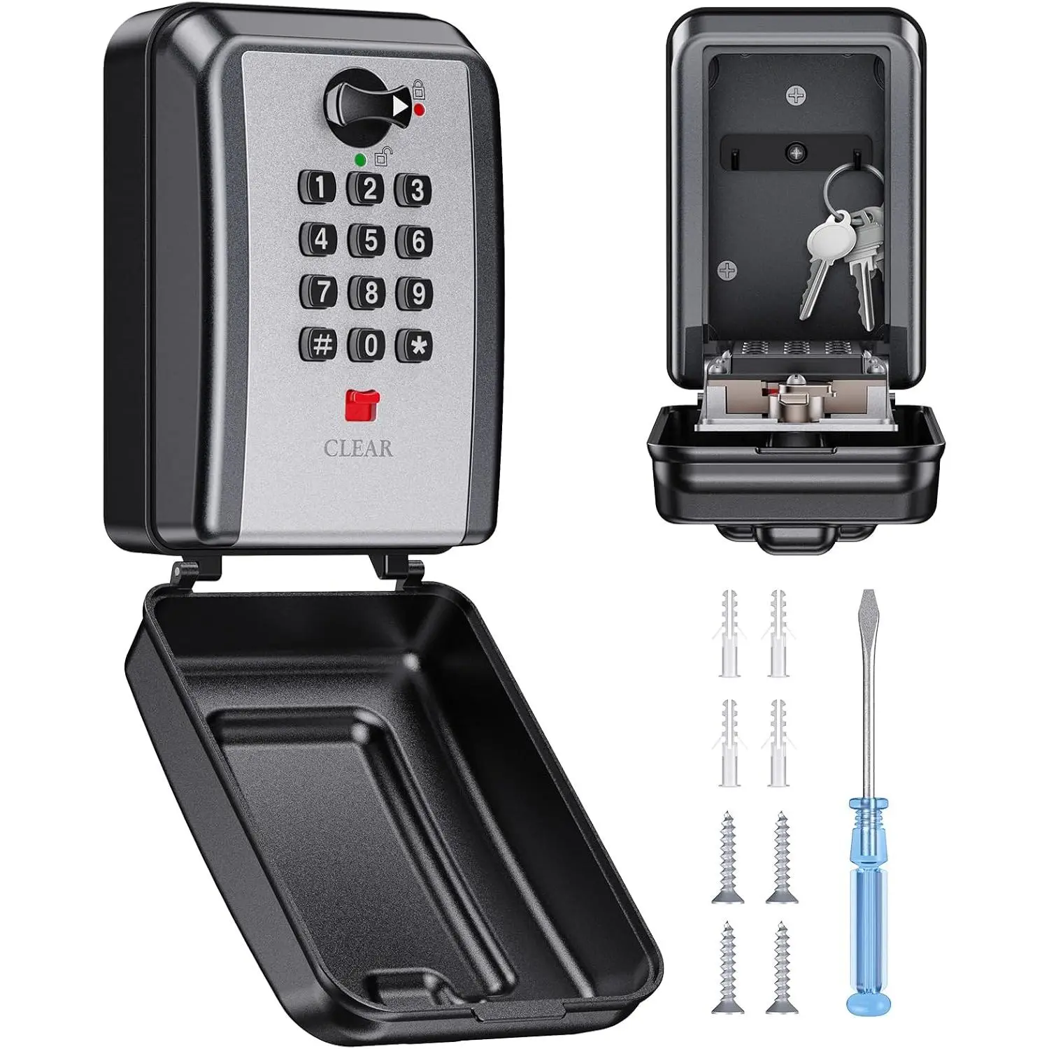 Wall-Mounted Key Lock Box, 12 Digit Combination Lock Box for Keys with Code, Large Capacity & Weatherproof Outdoor Lockbox, Key Safe Storage Lock Box for Home, Office, Garage