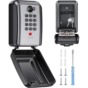 Wall-Mounted Key Lock Box, 12 Digit Combination Lock Box for Keys with Code, Large Capacity & Weatherproof Outdoor Lockbox, Key Safe Storage Lock Box for Home, Office, Garage