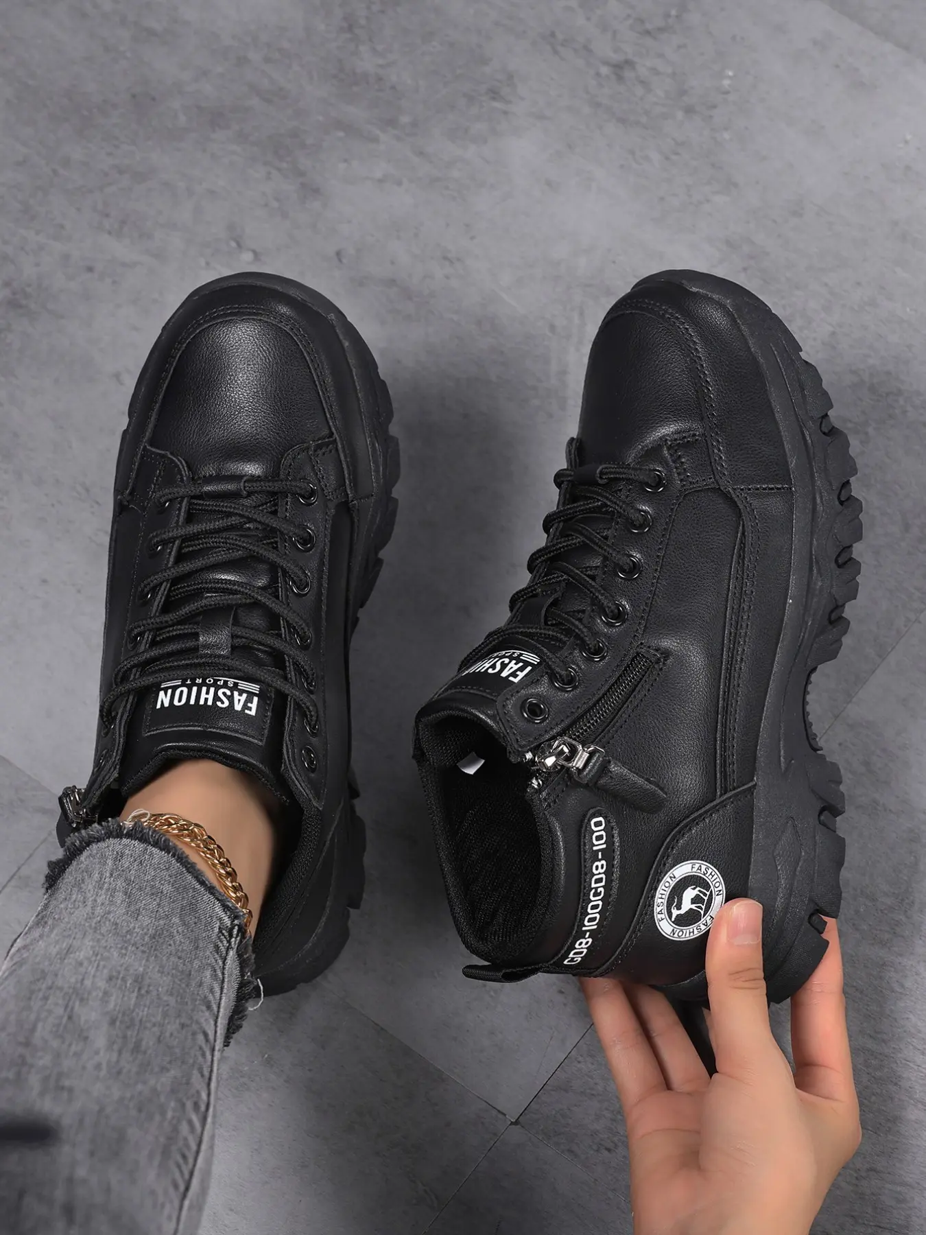 Women's Side Zip Thick Sole Non Slip Boots, Waterproof Leather, Anti-Slip, Casual Style, All Seasons, Comfortable Walking Shoes