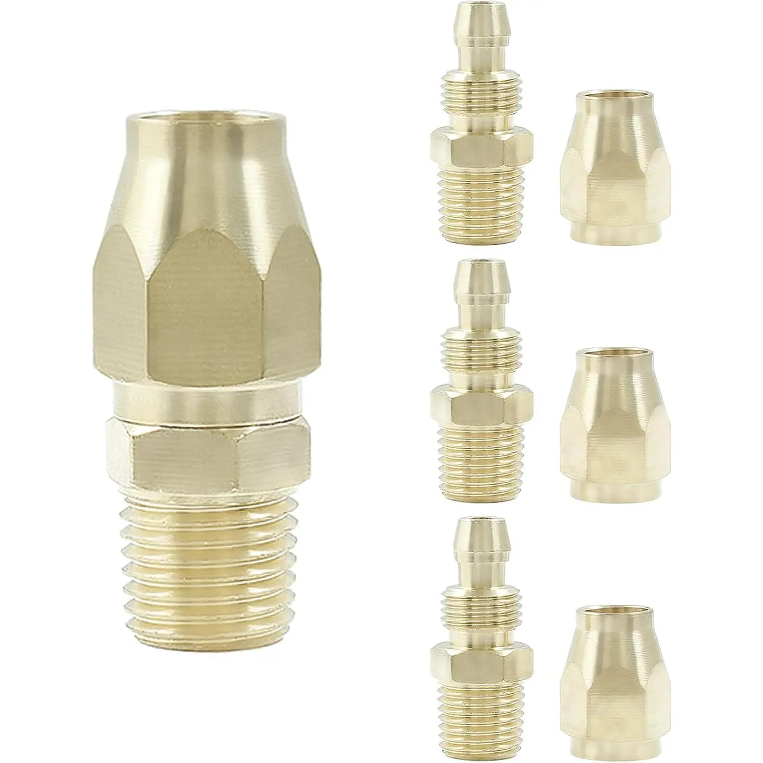 4PCS Solid Brass Pipe Fittings & Hose Adapter Set - 1/4-Inch NPT Rigid Reusable Splicer for Air Hose Replacement