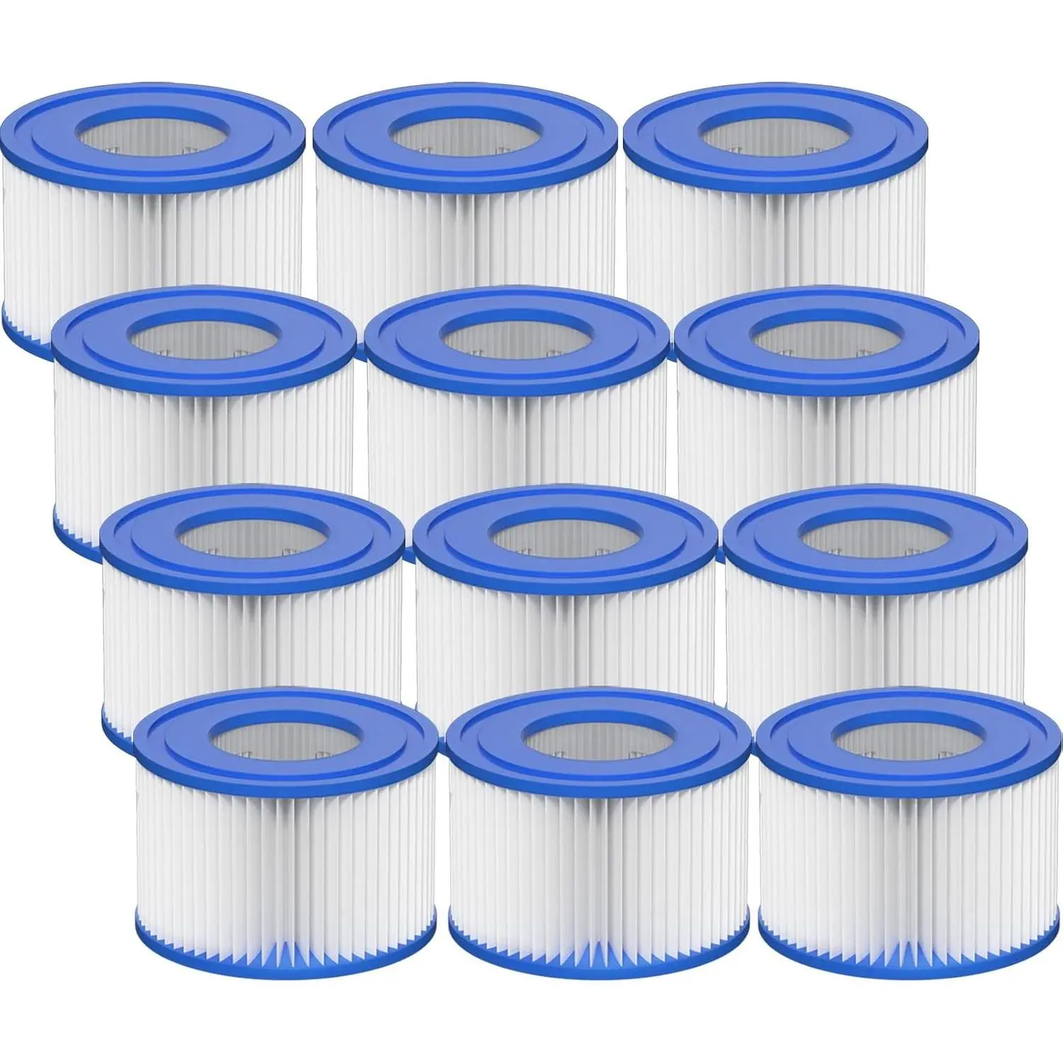 Type VI Hot Tub Filter Cartridge with Filter Media, Compatible with Lay-Z-Spa, Coleman SaluSpa 90352E, 58323E, 58323 Swimming Pool Pump (12 Pack)
