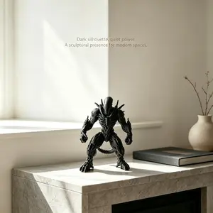 Easter Muscle Alien Figurine, Dark Sci-Fi Alien Warrior Sculpture, Unique Desk Decor, Gift for Sci-Fi Fans, Cyberpunk Style, Festival Decoration