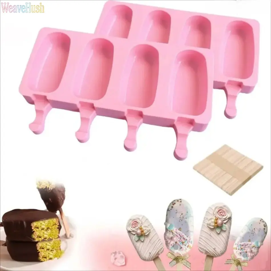 52‑Piece BPA-Free Silicone Popsicle Mold Set, DIY Kitchen Frozen Treat Essentials, Easy Release Nonstick Reusable Ice Pop Molds with 50 Sticks, DIY Tool for Homemade Ice Cream & Cakesicles