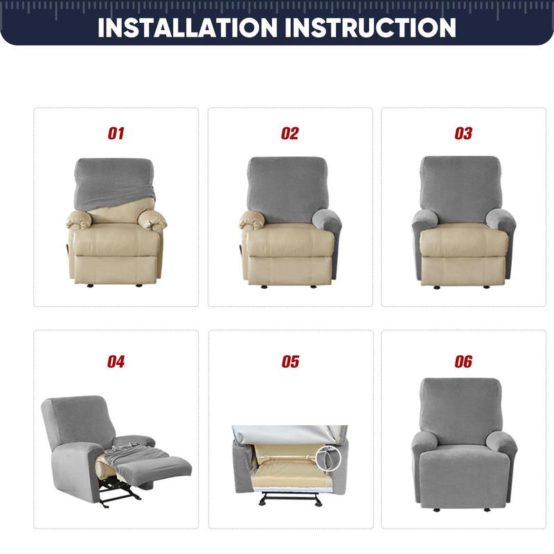 Lavishcover Recliner Loveseat Chair Cover 6pc Set Stretch Sofa Slipcover Nonslip Elastic Furniture Protector for Living Room Home Decor