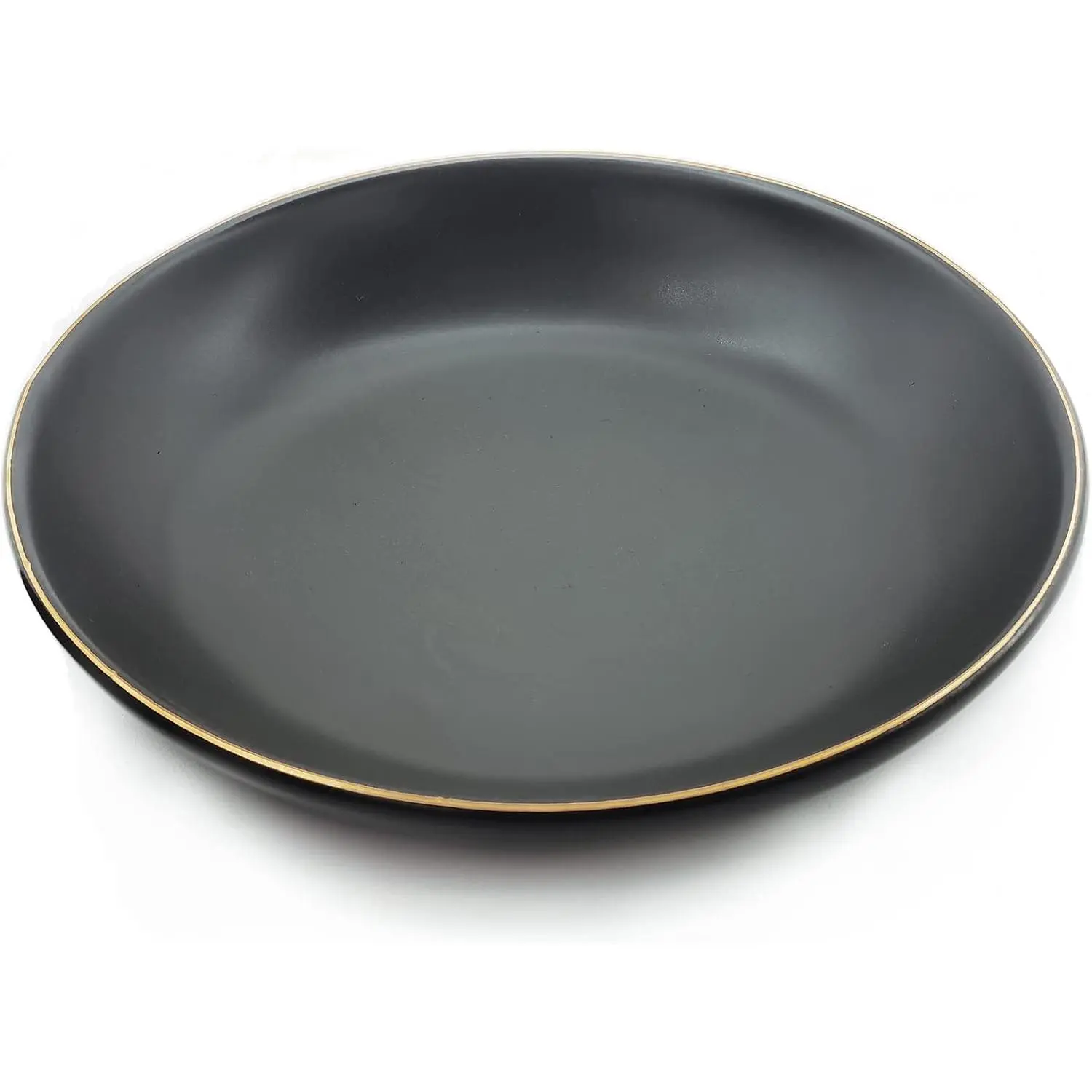 4.75" Ceramic  Tray, Small Ring Dish Holder Trinket Tray, Catch  Trays for Ring Earring Necklace Key, Christmas Gifts for Women Girls, Black