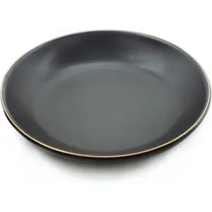 4.75" Ceramic  Tray, Small Ring Dish Holder Trinket Tray, Catch  Trays for Ring Earring Necklace Key, Christmas Gifts for Women Girls, Black