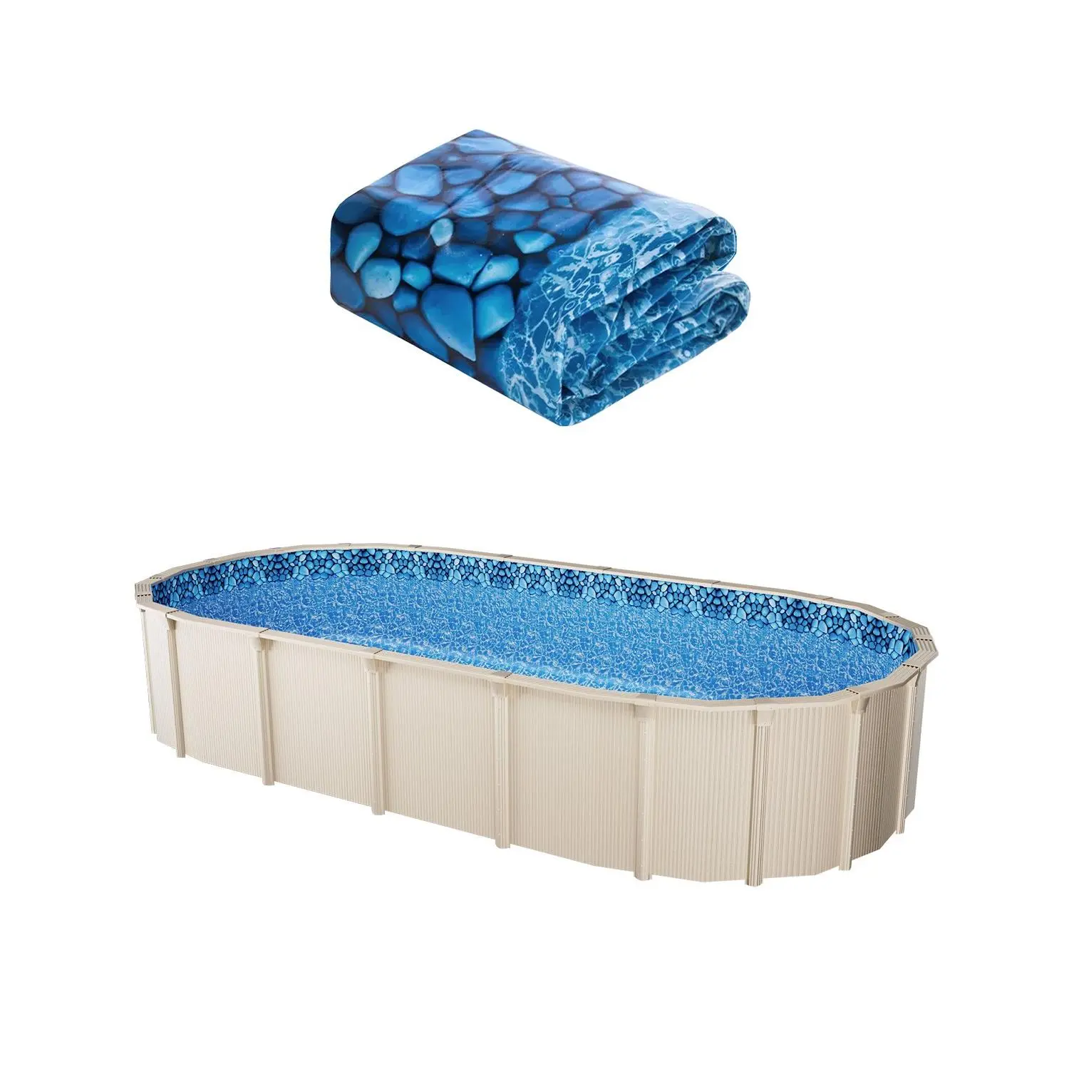 VEVOR Unibead Pool Liner, 18x33ft Oval Above Ground Swimming Pool Replacement Liner, 52" Wall Height, Standard Gauge