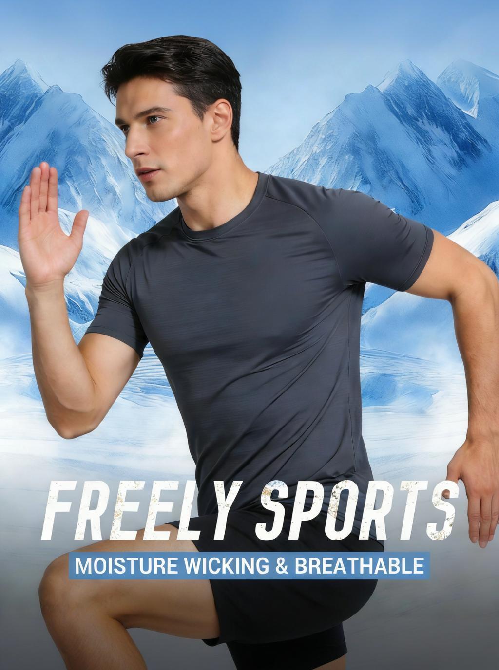 3PCS Men's Ice Silky Fiber T-Shirts | Breathable, Moisture-Wicking, High-Elasticity, Loose-Fit, Quick-Summer Sports Basic Round Neck Tees