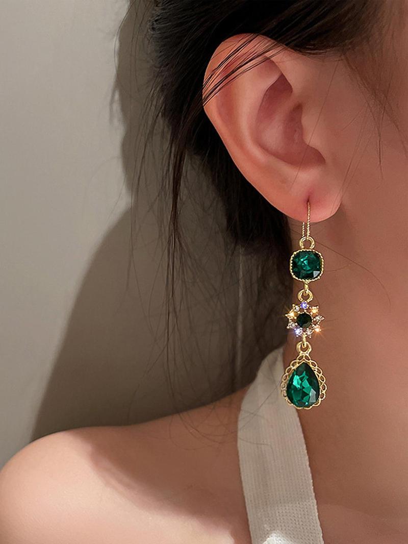 Vintage Green Drop Earrings, Fashion Jewelry for Party, Daily Clothing Decor, Trendy All-match & Exquisite Jewelry for Birthday Gift, Trendy Jewellery Accessories