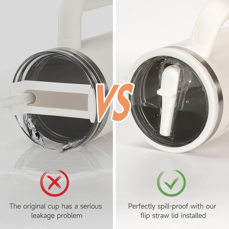 Tumbler Flip Straw Lid Replacement, 2 Counts Splash-Resistant Tumbler Lids with 2 Straws, Reusable Leak-Proof Covers for Stanley Cup Accessories #TOP PICKS