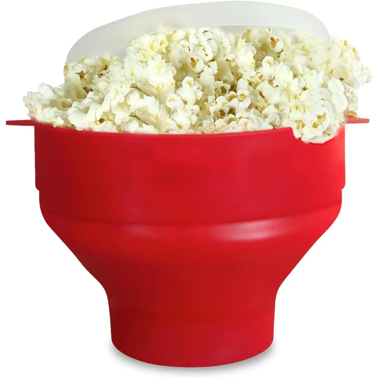 The   Collapsible  Microwave Popcorn Popper Maker Machine, Microwavable Bowl Holds 16 Cups, Uses Hot Air and Oil Always Optional - The  Colors  (Red)