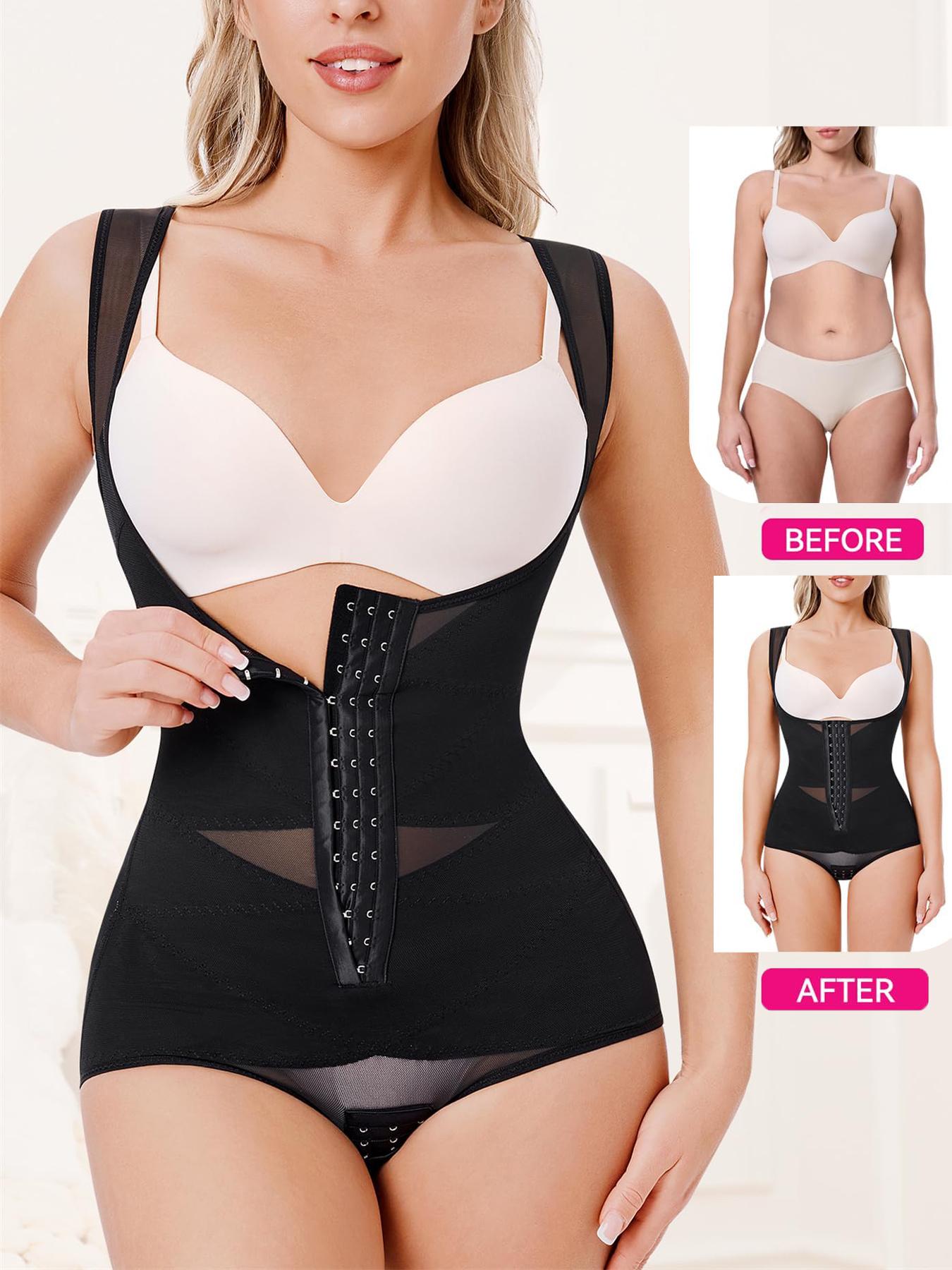 Women's Push-Up Bodysuit, Wide Shoulder Straps, Button Waist Crisscross, Breathable & Comfortable, Daily Wear & Special Occasions, Body Sculpting Garment