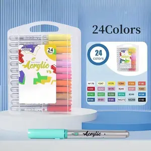 12/24/36 Color Straight Liquid Marker Soft Head, Used For Hand Drawn Illustrations, Sketches, Designs, Signatures, Comics, Diaries, Writing And Painting, Wood, Stone, Metal, Multi-Color Marker