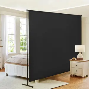 Single Panel 71''W x 71''H Height Adjustable Large Room Divider, Fabric Portable Privacy Screen Freestanding Partition for Office Room Separation Black