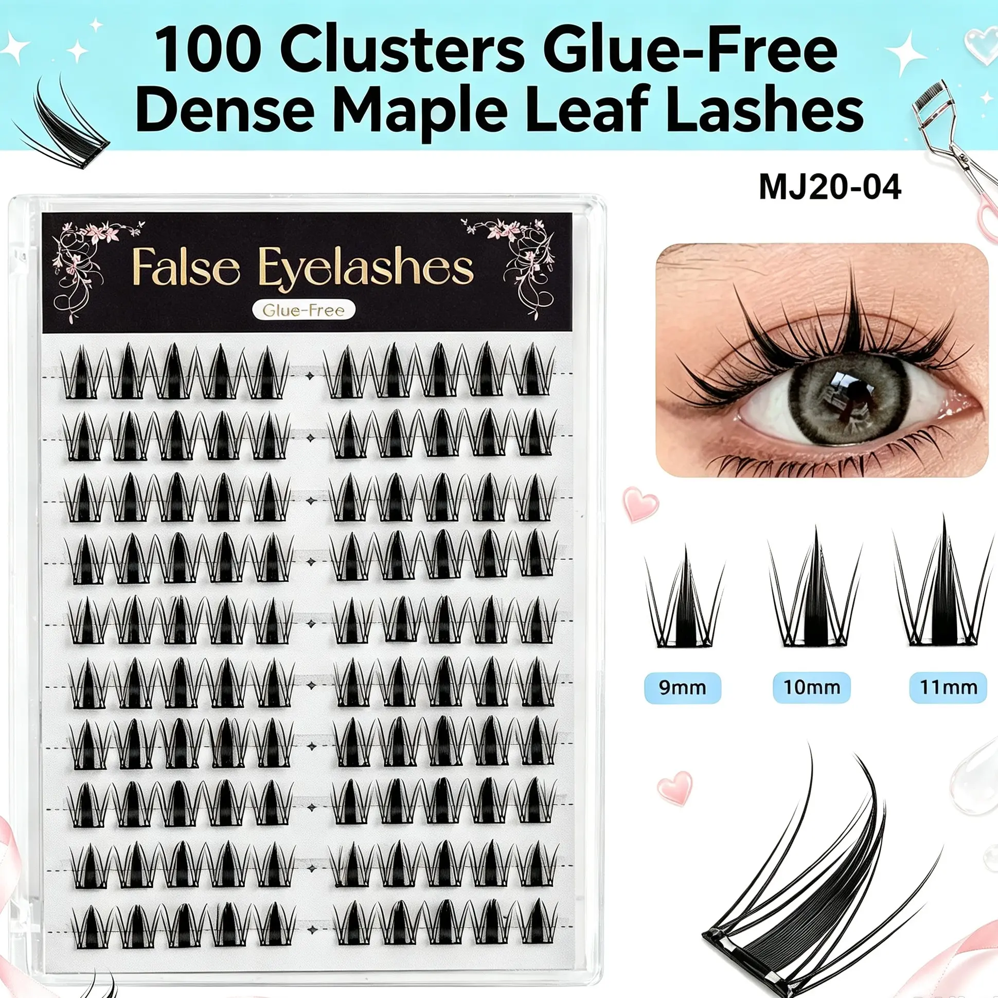 Glue‑Free Segmented Fox Eye Lashes, Natural Long, Bulk Pack, Beginner Friendly, Photo‑Ready