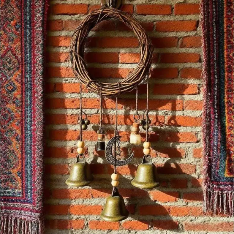 Witchy Guardian Bells | Black & White Jar | Wiccan Altar Door Knob Blessing Decor