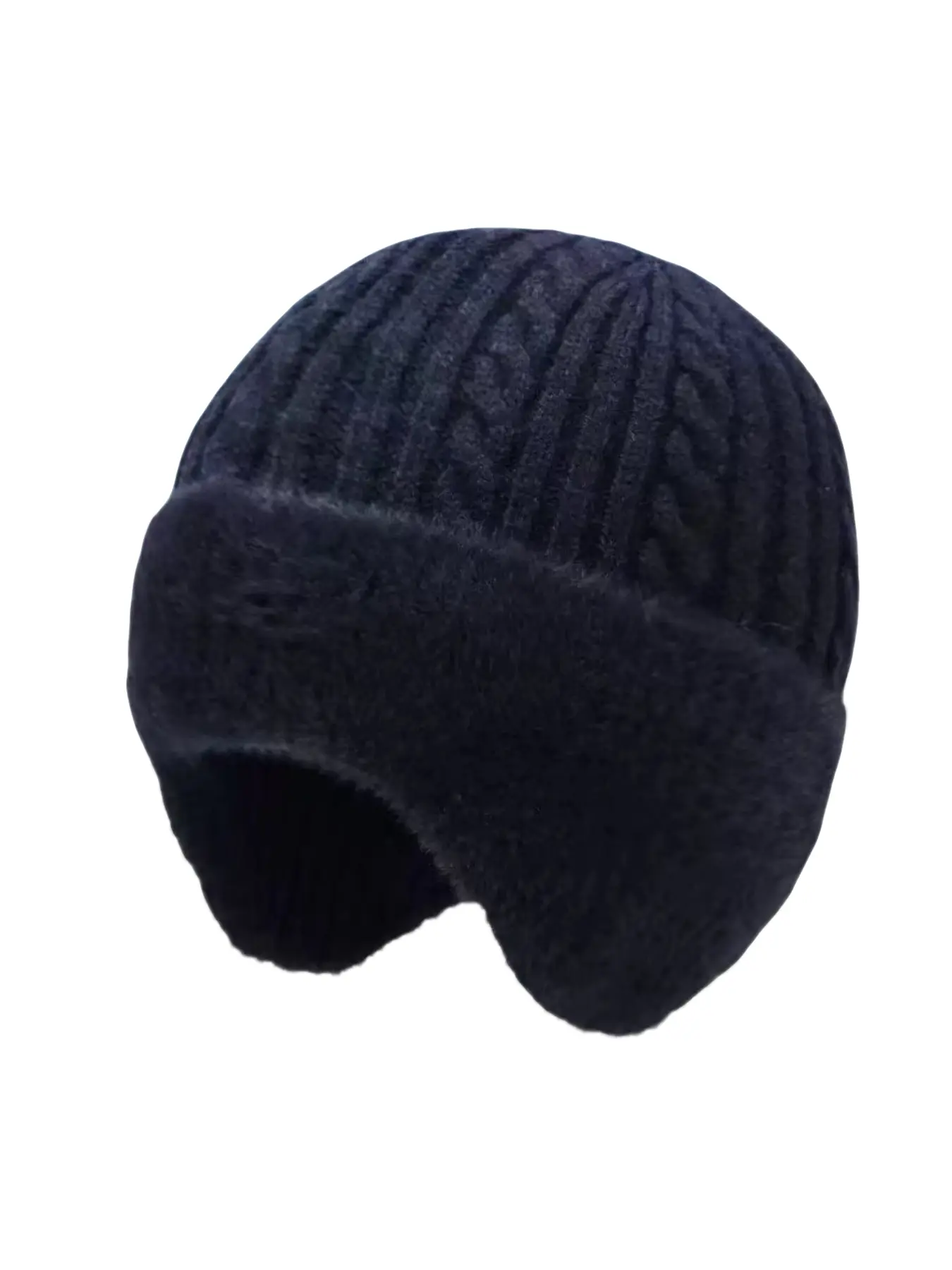 Stretch Knitted Ear Protection Beanie Simple Brimmed Duckbill Hat Thick Windproof Warm Hat For Autumn Winter Daily Wear
