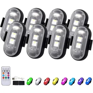 8PCS Wireless LED Strobe Lights with Remote Control, 7-Color Rechargeable Anti-Collision Emergency Warning Lights for Car, Motorcycle