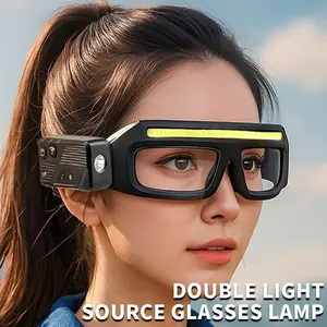 LED Outdoor Sports Glasses Rechargeable Headlight with Motion Sensor and Touch Control, 5 Modes USB C Lighted Glasses for Night Running,Camping, Fishing, Cycling, Hiking, Hands-Free Lighting