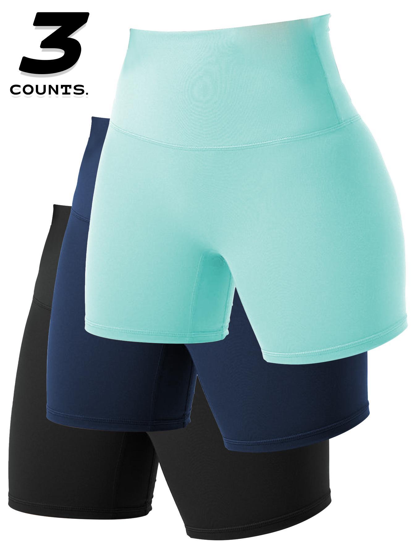 Women's Solid High Waist Gym Shorts, Athletic Yoga Shorts, Casual Comfy Breathable Skinny Shorts for Yoga Gym Workout Running, Ladies Sportswear for All Seasons, Summer Sports Shorts