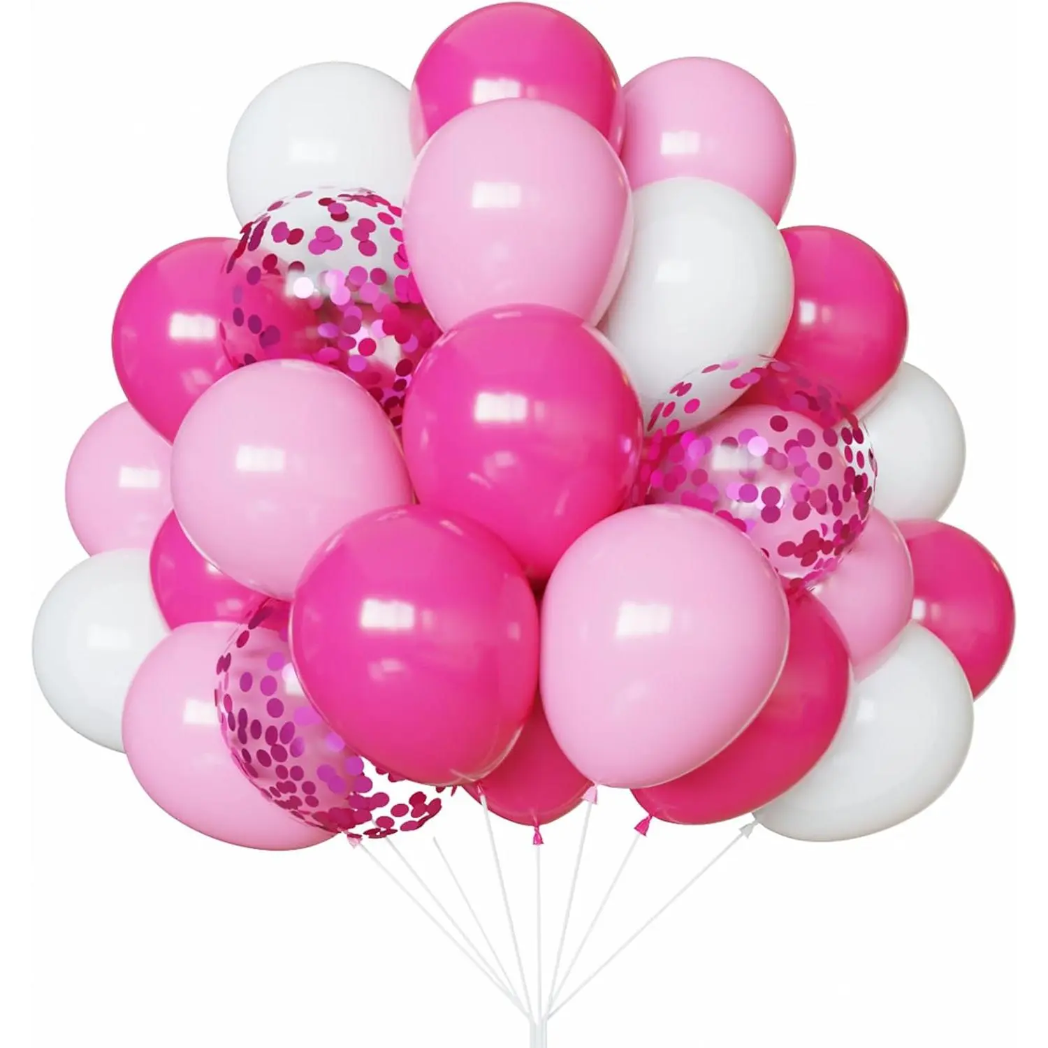 Confetti White Balloons, 50 count 12 inch Latex Balloons for Birthday Party, Valentine's Day Decorations