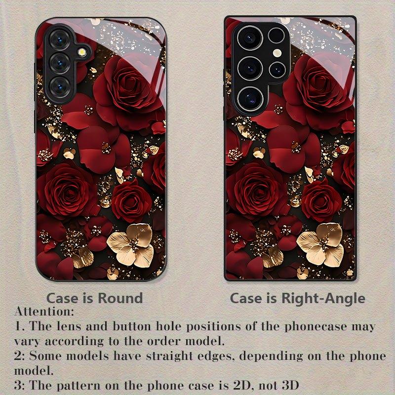 Stylish Tempered Glass Protective Case with a Rose Flower Design for Various for Samsung Galaxy S26 S25 S24 S23 S22Pro S21 S20 Fe Plus Ultra Pro A56 A55 A54 A53 A52 A51 A36 A35 A34 A32 A26 A25 A24 A23 A16 A15 A14 A06 A05 A03s, Offering Anti-Drop Features