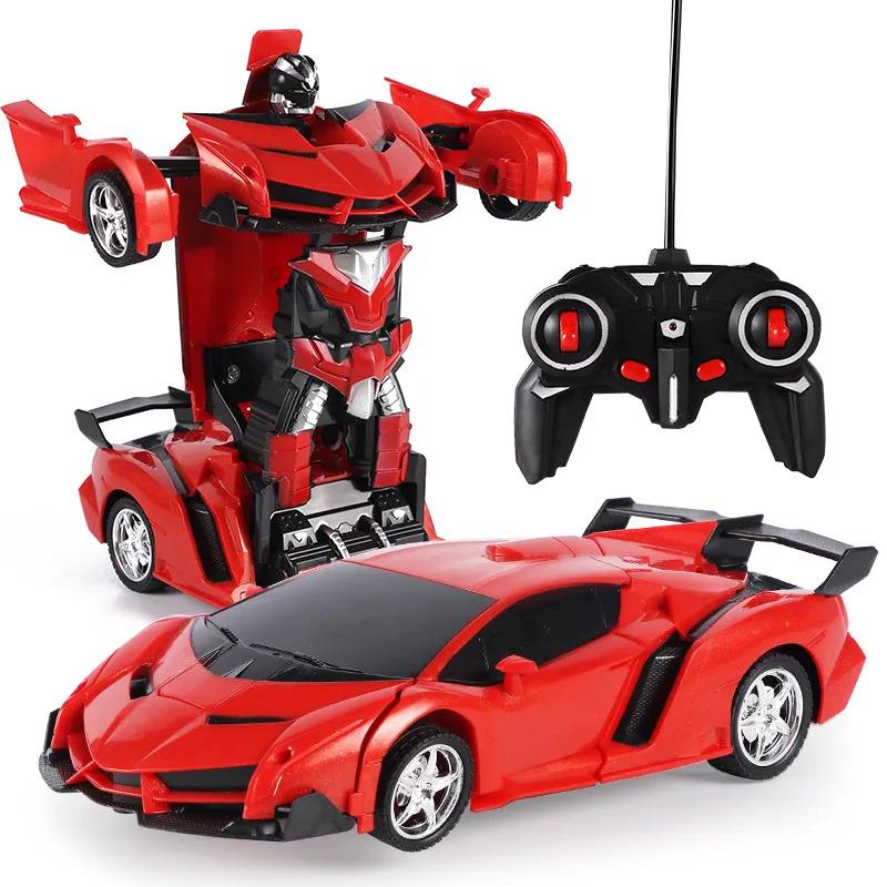 Kids Transforming RC Car Robot Sports Car 2 in 1 Deformation Toy with Remote Control for  Age 3+ 4-7 8-12 boy Robot with Remote Control Rechargeable Alloy Cyber-Truck Transformable Mini Forklift Dual-Tire Drift High-Speed LED Off-Road