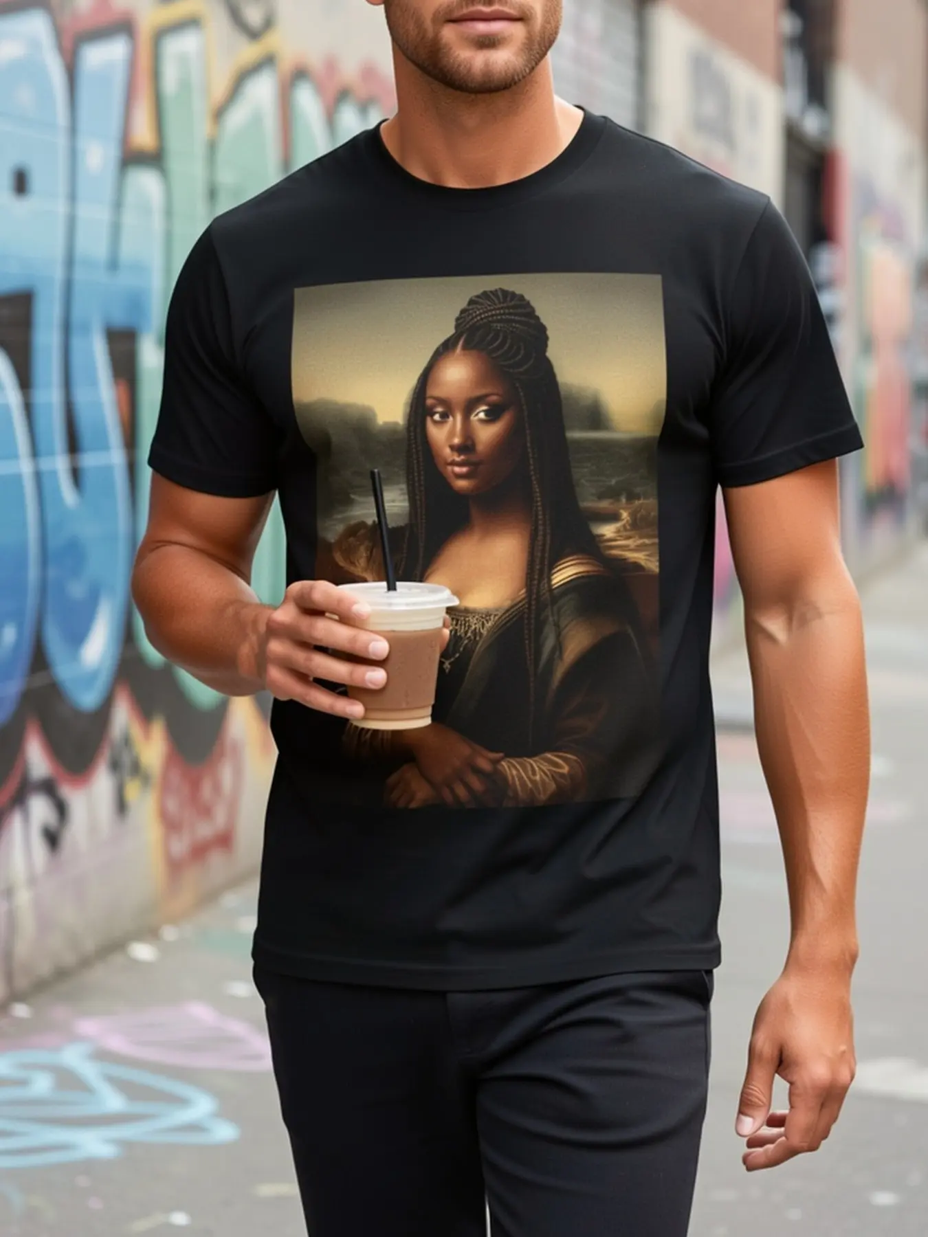 History Month T-Shirt, Monet Lisa African American Art T-Shirt, Unisex Vintage Portrait Shirt, Soft Breathable Cotton Crew Neck Top