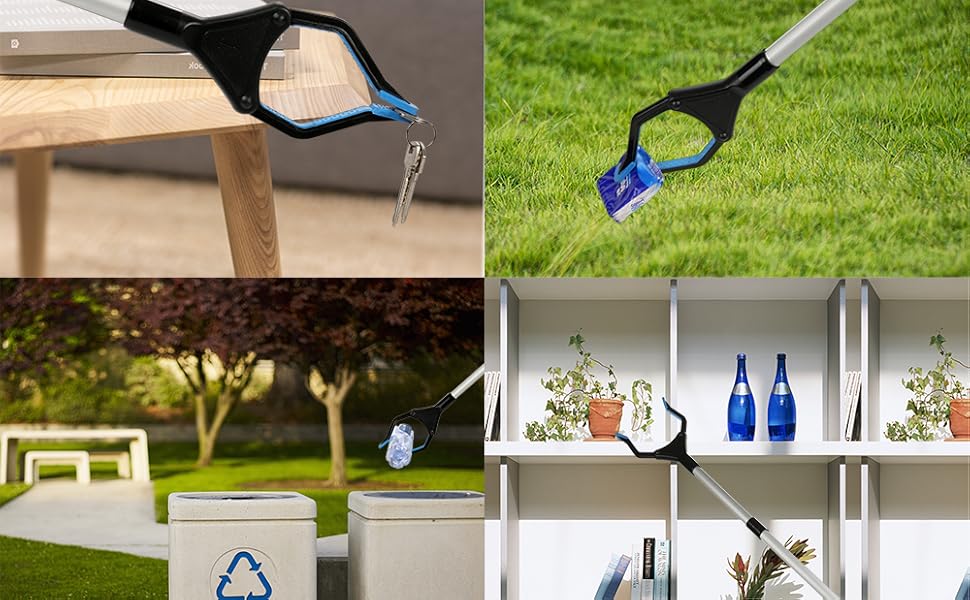 Lightweight Extra Long Handy Trash Claw Grabber, Grabber Reacher Tool, 32" Grabbers, Mobility Aid Reaching Assist Tool for Trash Pick Up, Nabber, Litter Picker, Arm Extension (Blue)