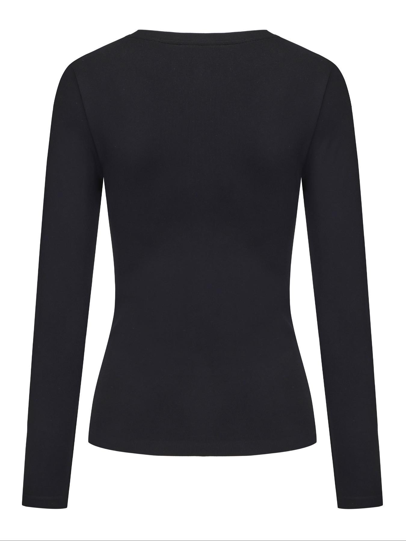 Women's Casual Sporty Long Sleeve Top, Gym Top, High-Stretch Breathable Yoga T-Shirt, Round Neck Tee Made from All-Season Woven Fabric